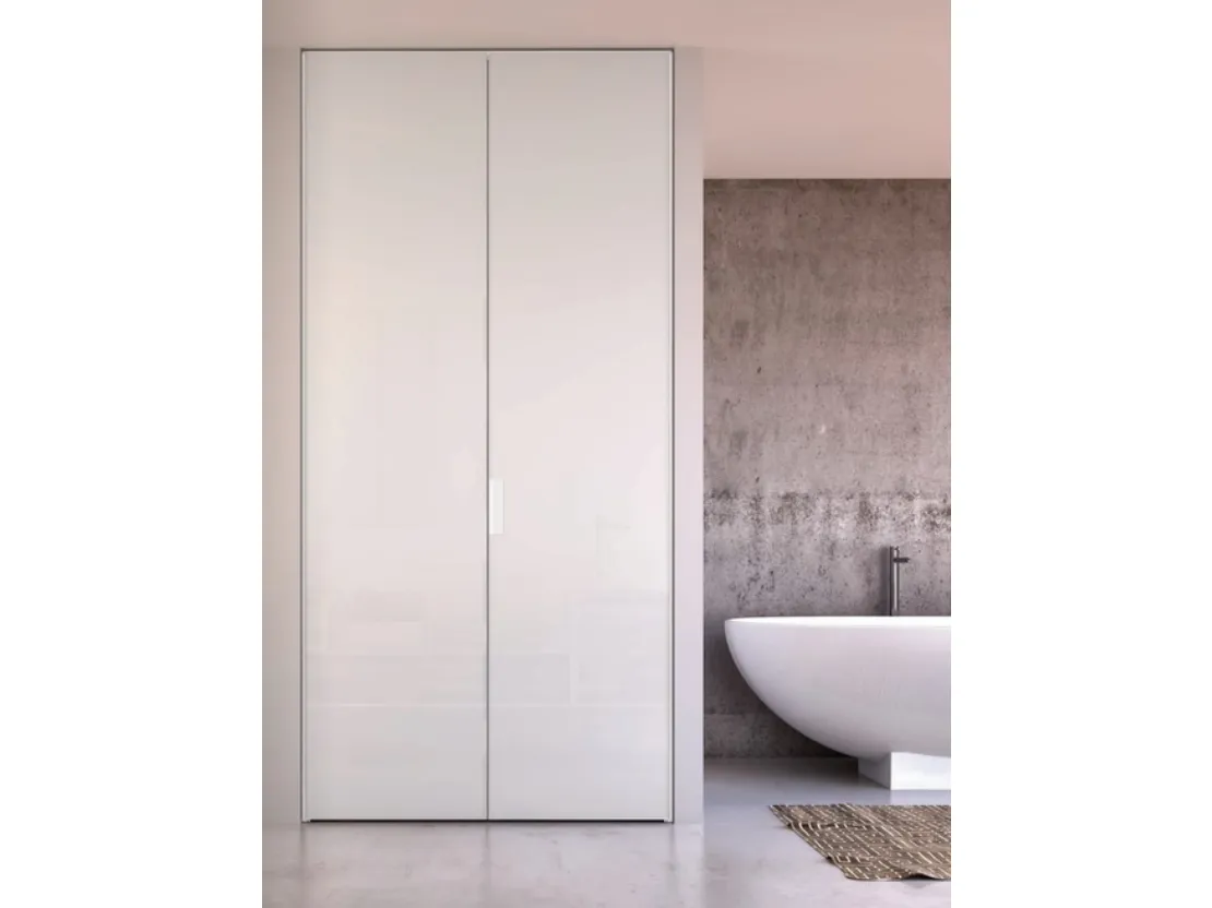 Porta per interni a soffietto in vetro satinato laccato bianco Aria Uni 26 Must di Zemma