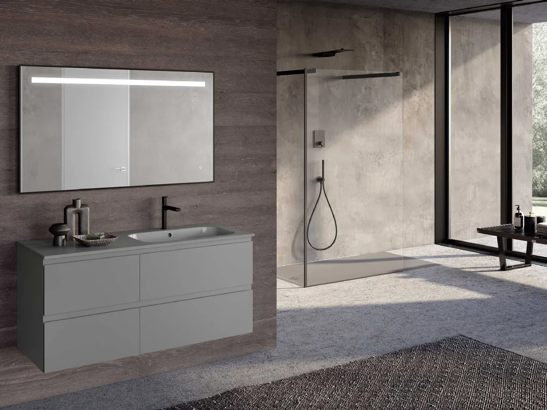 Mobile da Bagno sospeso Block System Slim C31 di Baxar
