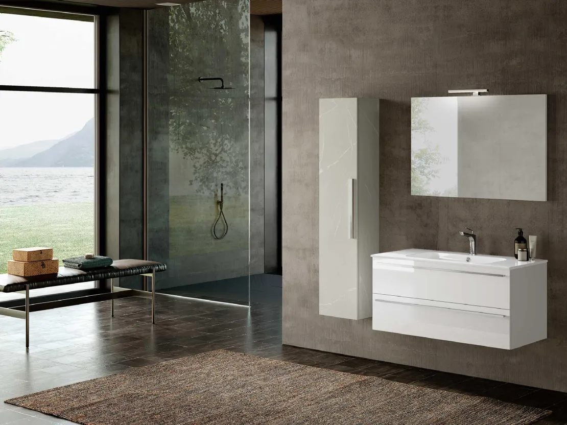 Mobile da Bagno sospeso Block System Slim C40 di Baxar
