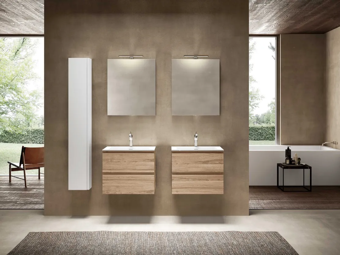 Mobile da Bagno sospeso Block System Syntesi C28 di Baxar