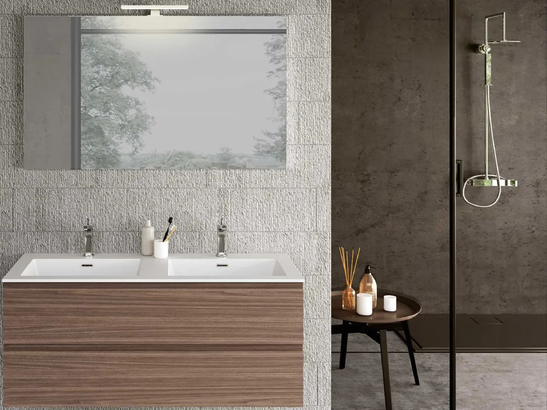 Mobile da Bagno sospeso Block System Syntesi C33 di Baxar