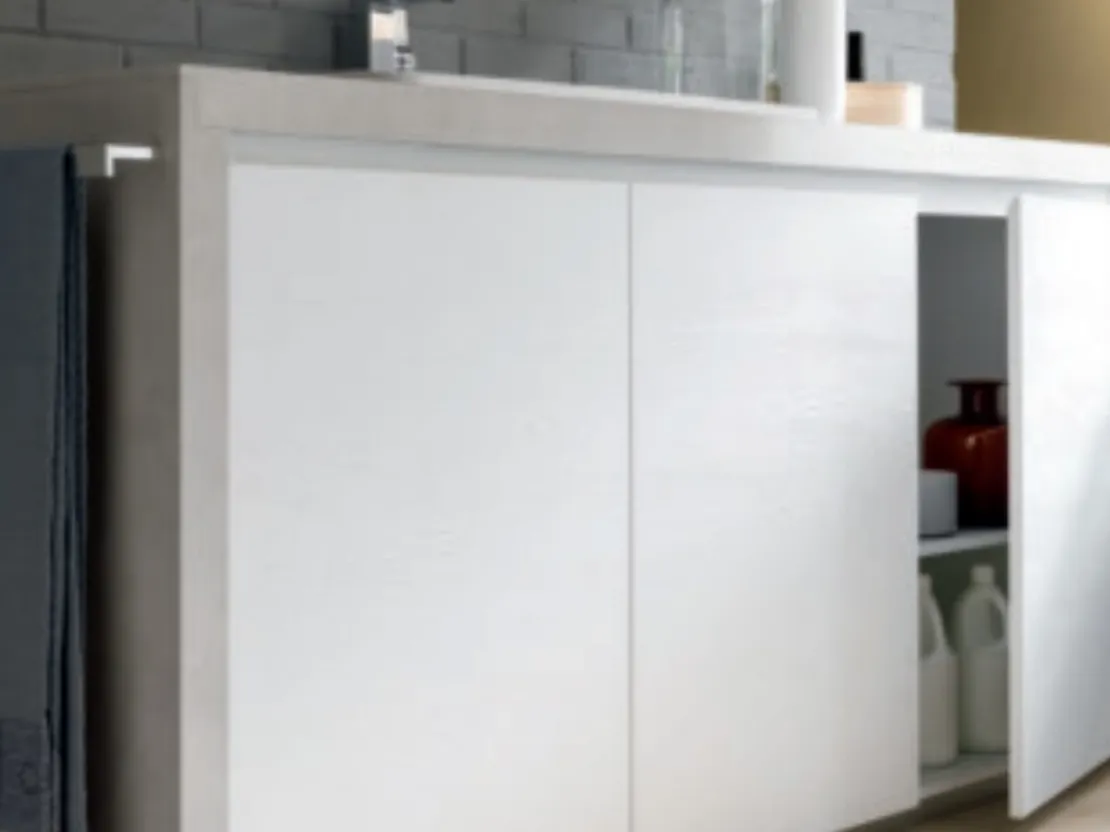 Mobile da lavanderia Laundry System C03 in laminato Rovere dogato Bianco di Baxar