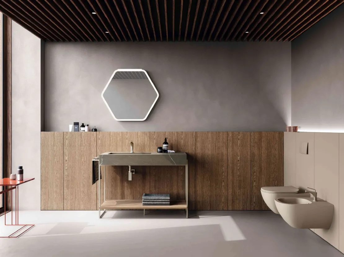Mobile da Bagno M2 System 241 in rovere avena e gres di Baxar