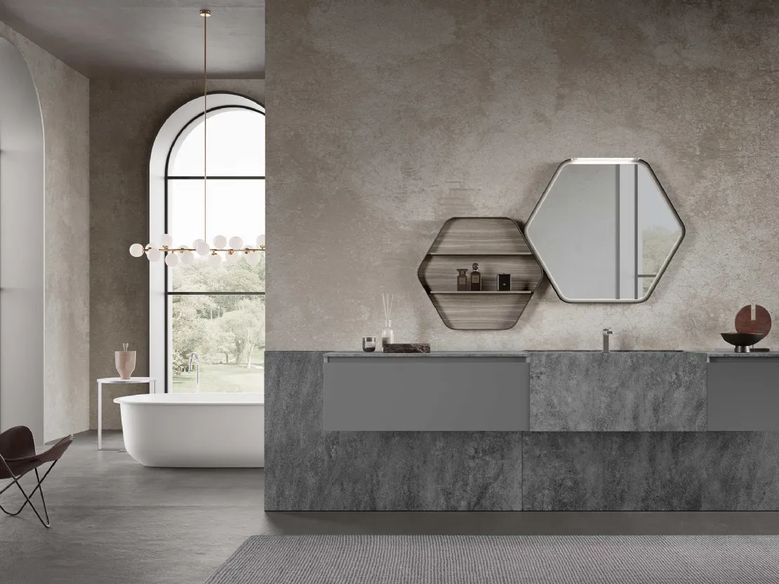 Mobile da Bagno sospeso M3 System 313 in laccato e gres di Baxar