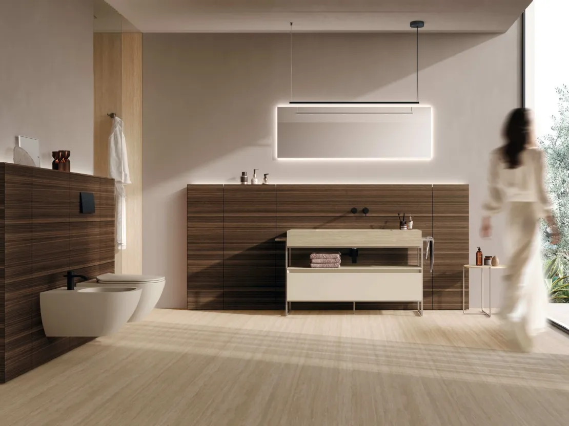 Mobile da Bagno M3 System 341 in laccato e legno di Eucalipto di Baxar