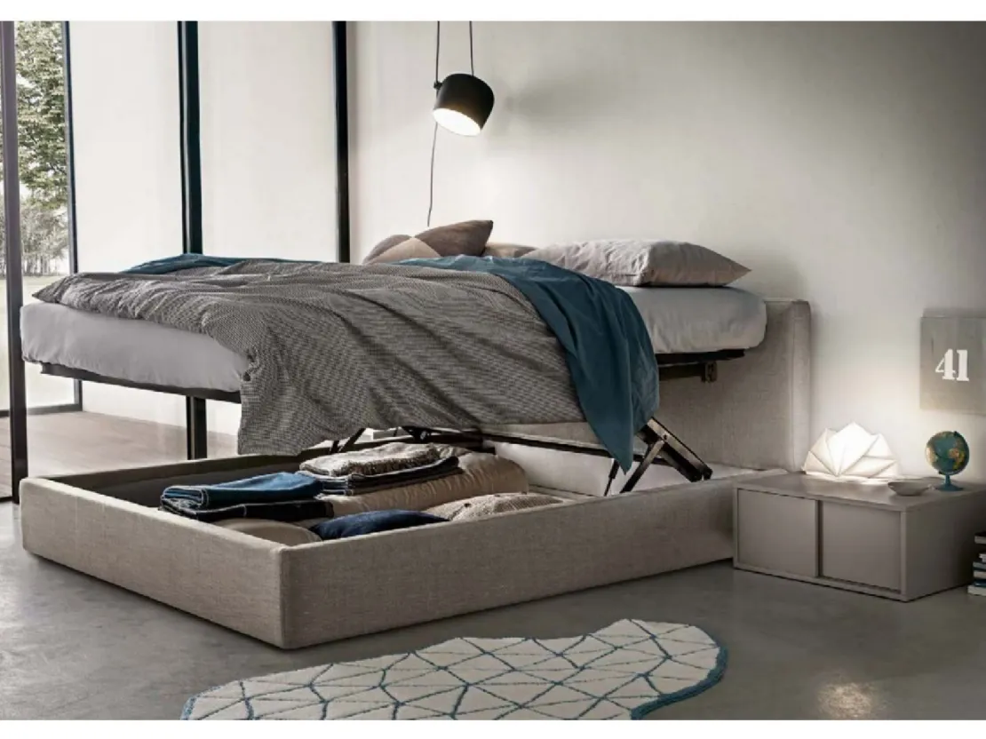 Letto in tessuto con box contenitore York di Abitare Mobilstella