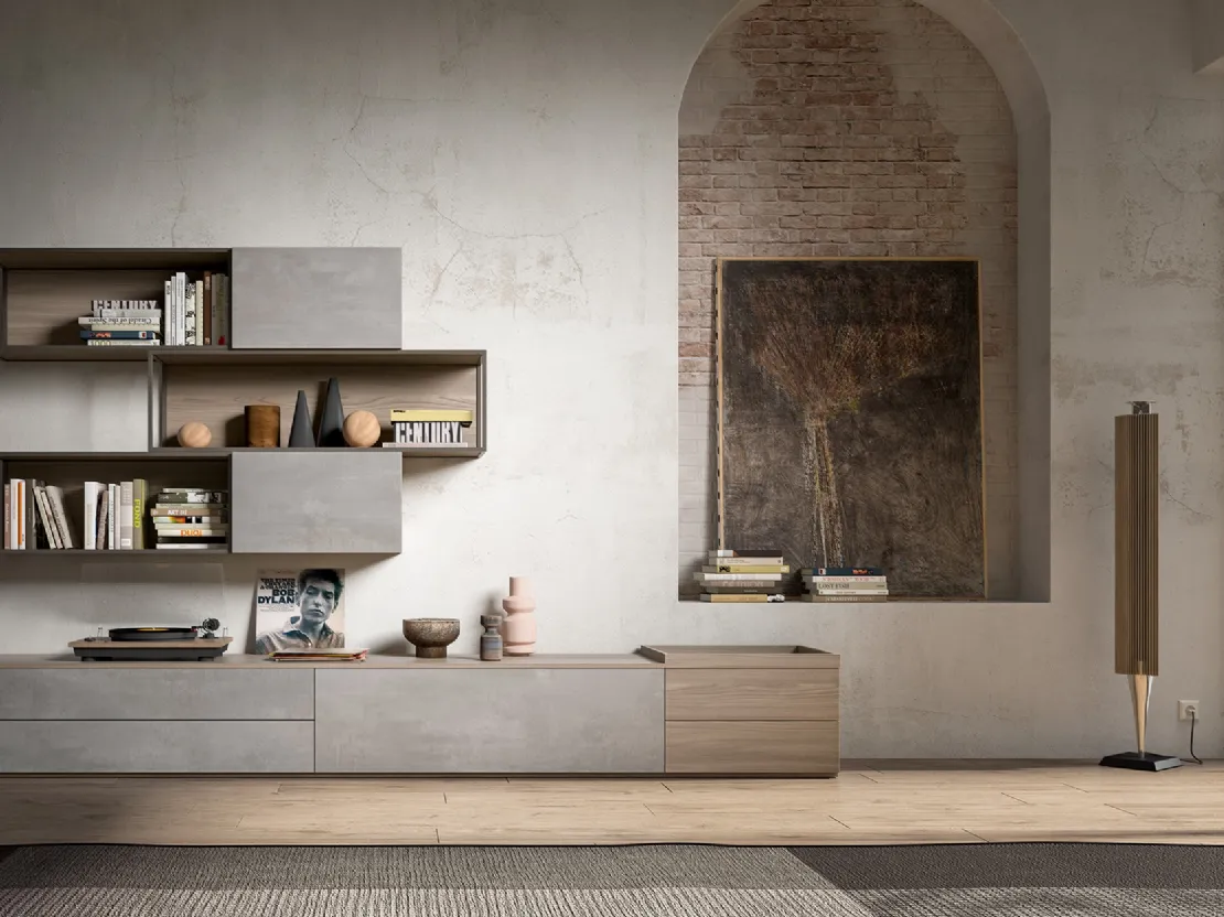 Parete Attrezzata Living GF1115 di Abitare Mobilstella