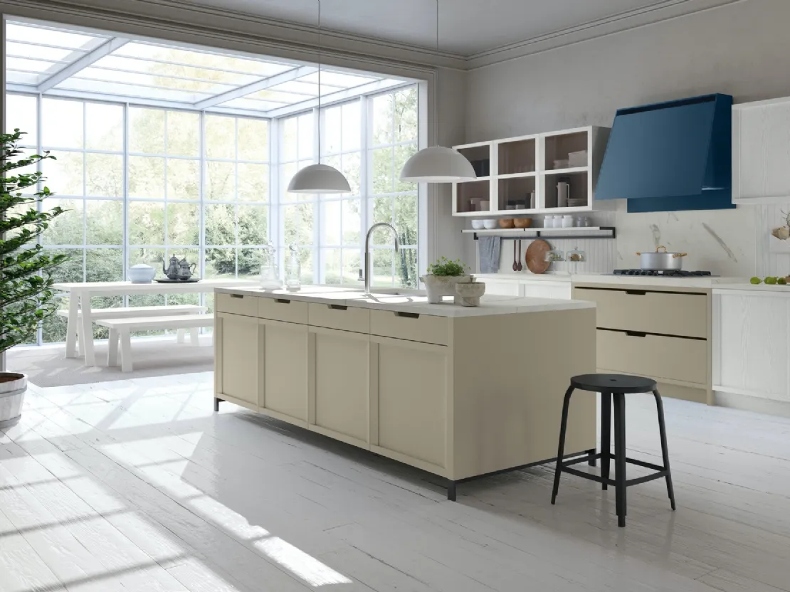 Cucina Classica Newport v2b in Frassino laccato Bianco Alba di Stosa