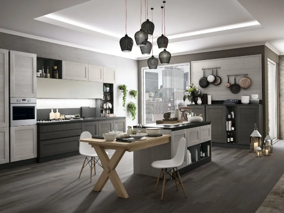 Cucina Classica York v5 in Rovere Calce e Lava di Stosa