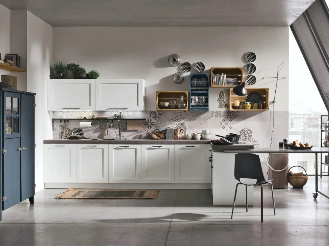 Cucina Moderna City v14 in legno e Pet Bianco di Stosa