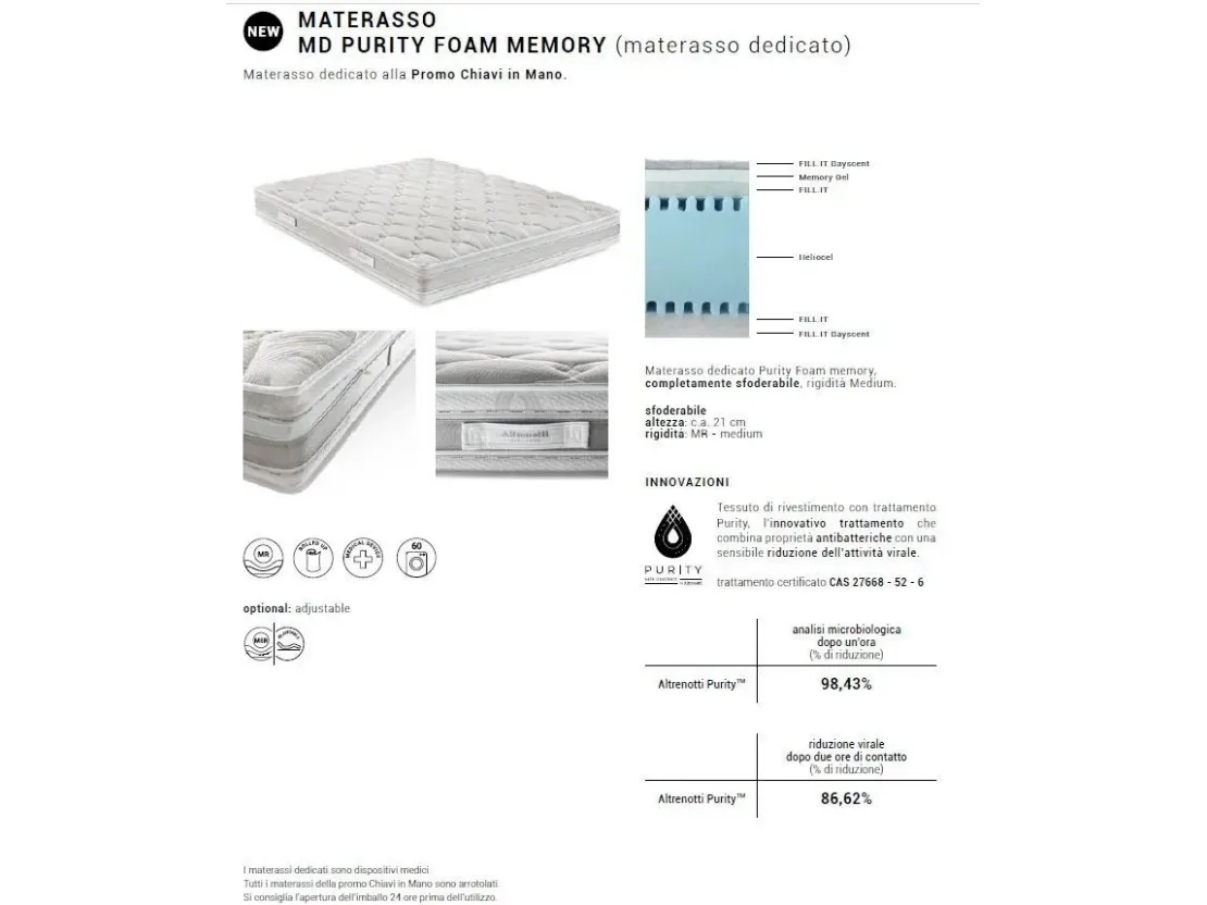 Materasso MD Purity Foam Memory800